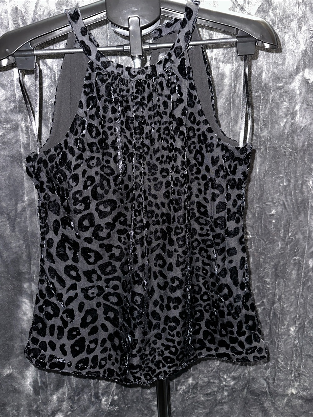 White House Black Market Black Leopard-Print Halter Camisole